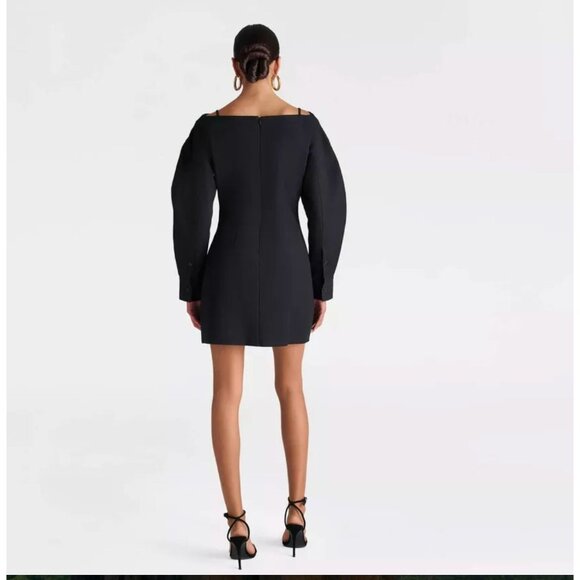 NWT Women's Size 2 'The Boatneck Mini Dress' Black Off-The-Shoulder Fitted Dress - Picture 6 of 7